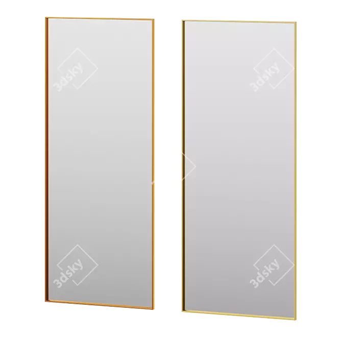 Gold Leaner: Minimalistic Floor Mirror 3D model image 1