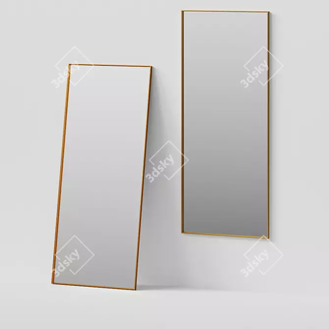 Gold Leaner: Minimalistic Floor Mirror 3D model image 2