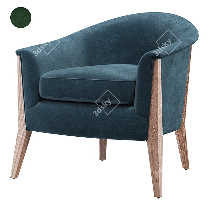 Plush Azure Nomad Chair 3D model image 1