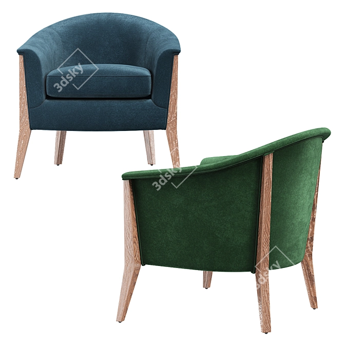 Plush Azure Nomad Chair 3D model image 3