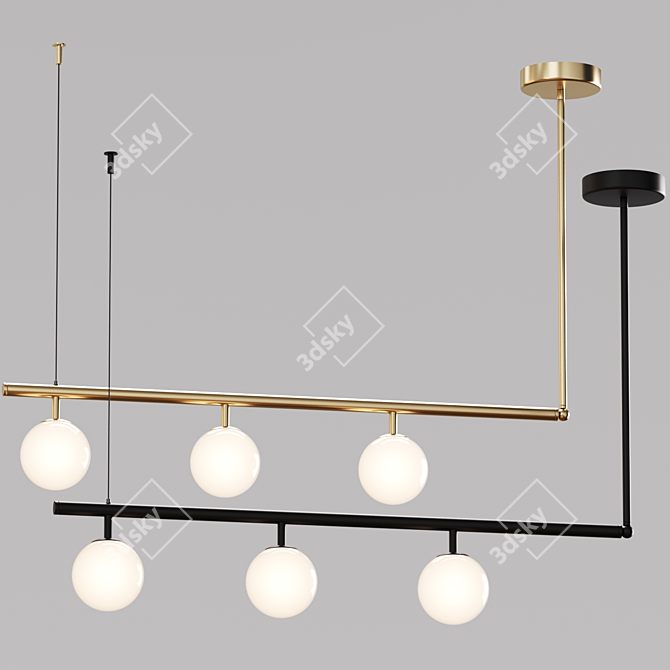 Modern Gold and Black Pendant Lights 3D model image 3