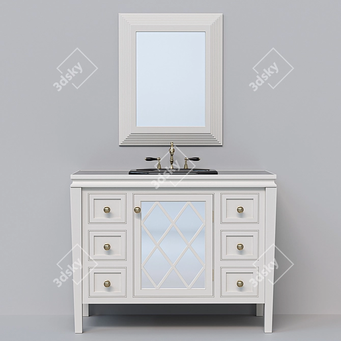 Modern Bathroom Furniture Set 3D model image 1