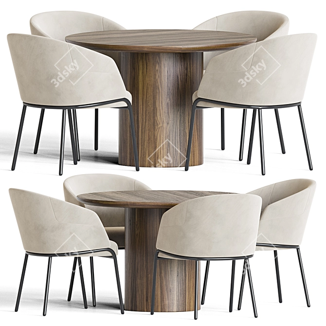 Modern 3-Piece Dining Set 105 3D model image 1