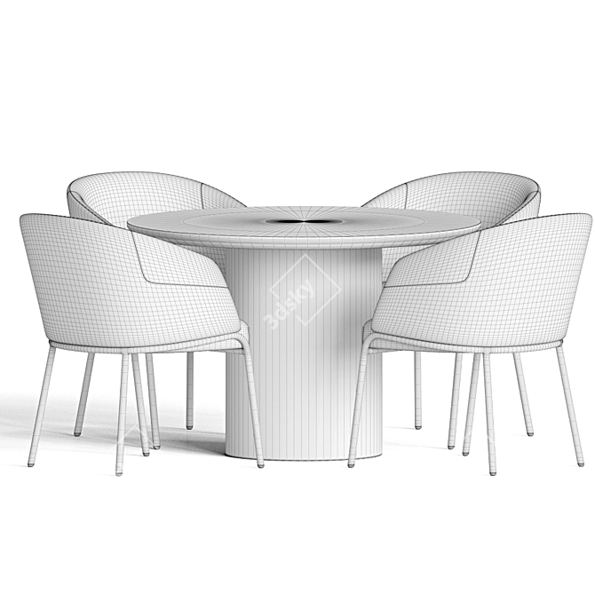 Modern 3-Piece Dining Set 105 3D model image 4