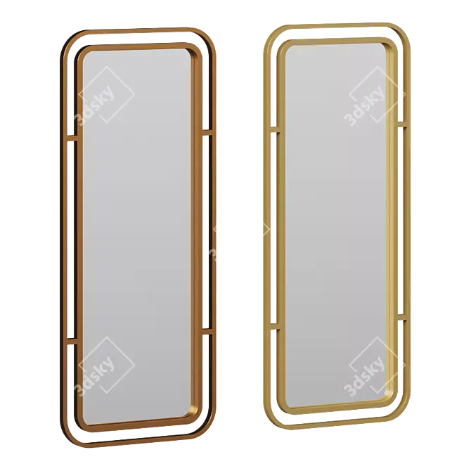 Brass Double Frame Mirror 3D model image 1