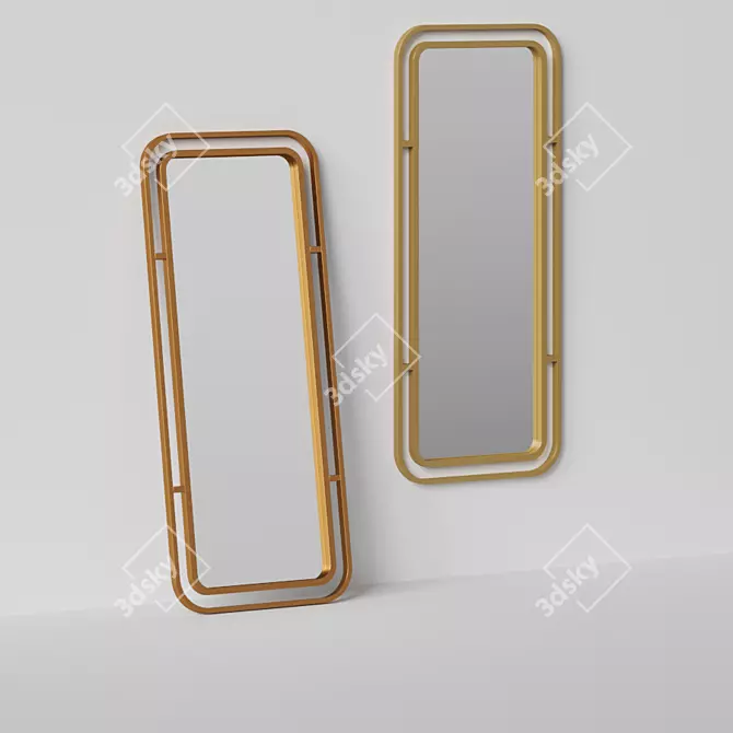 Brass Double Frame Mirror 3D model image 2