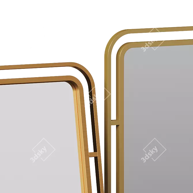 Brass Double Frame Mirror 3D model image 3