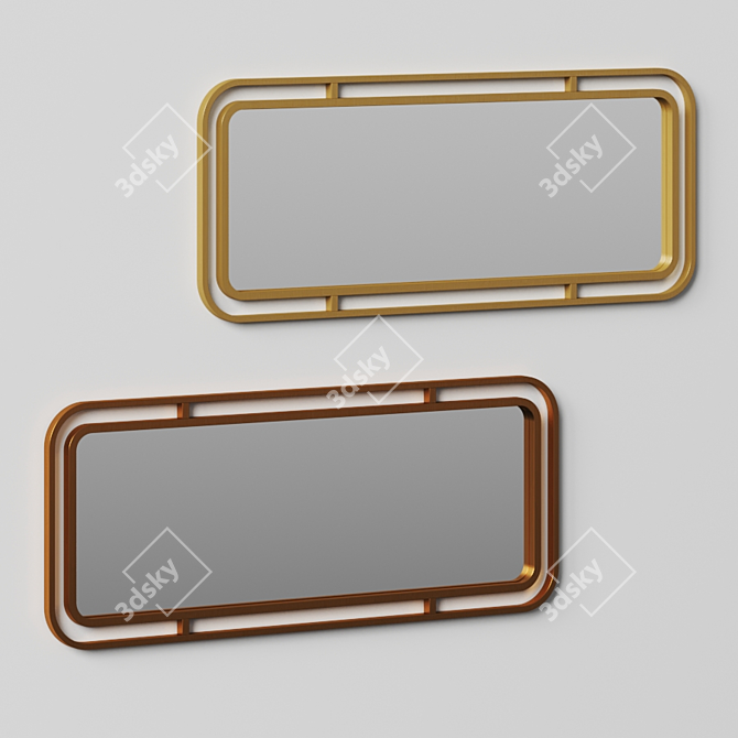 Brass Double Frame Mirror 3D model image 5