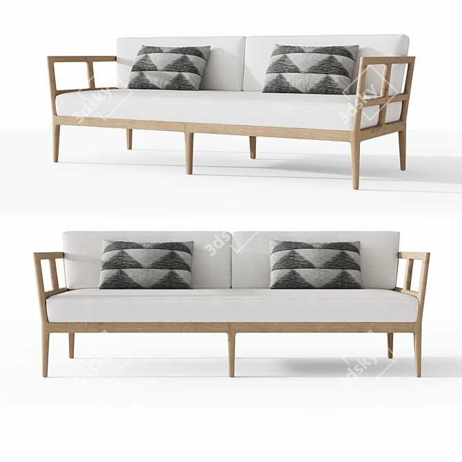 Restoration Hardware Laurel Teak Sofa 3D model image 1