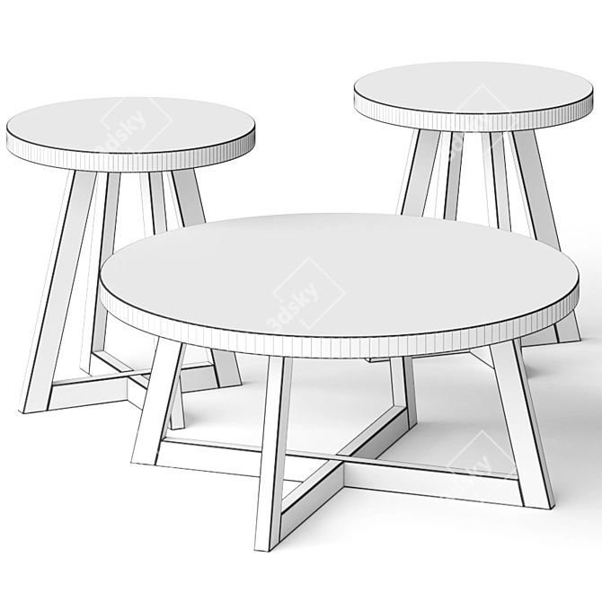 Modern Marina Coffee Table Set 3D model image 2