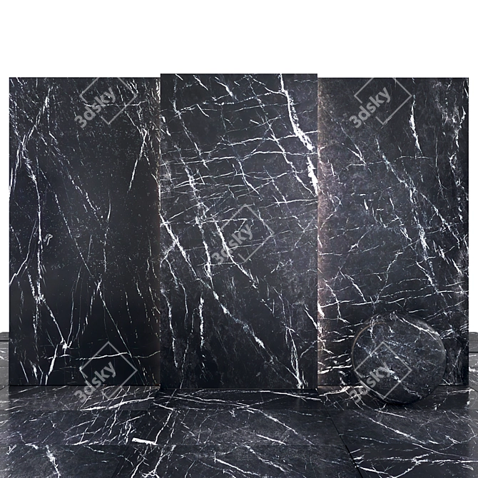 Black Marquina Marble Slabs & Tiles 3D model image 1