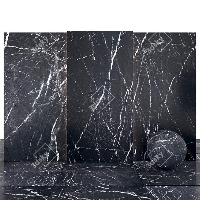 Black Marquina Marble Slabs & Tiles 3D model image 2