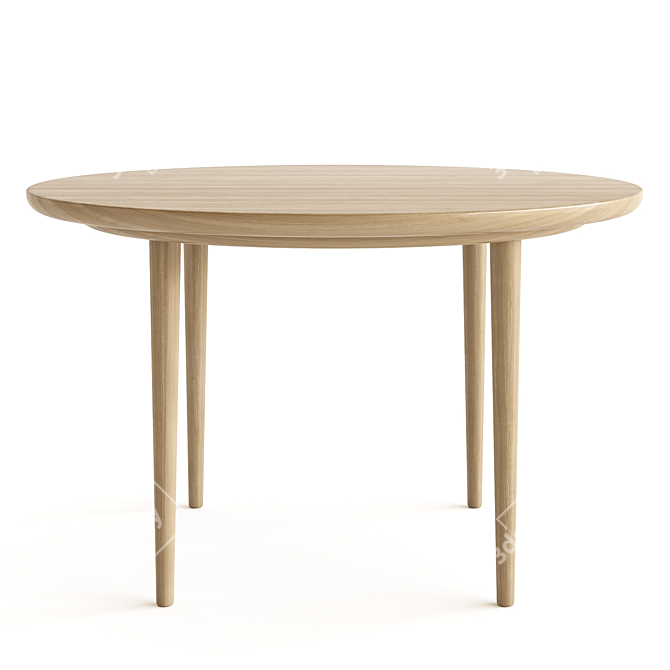 Contemporary Round Oak Dining Table 3D model image 2