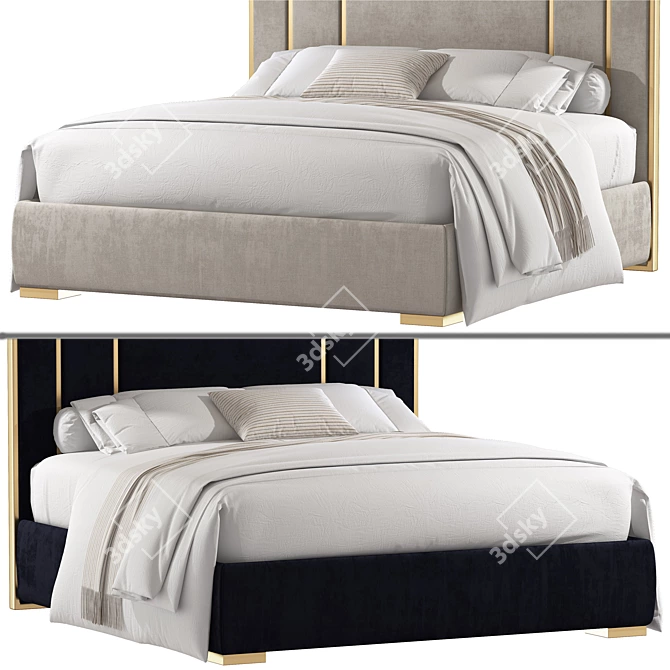 Elegant Double Bed - 1800mm x 2000mm 3D model image 3