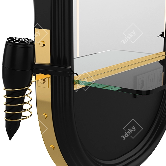 Black Hairdresser Table Mirror 3D model image 4