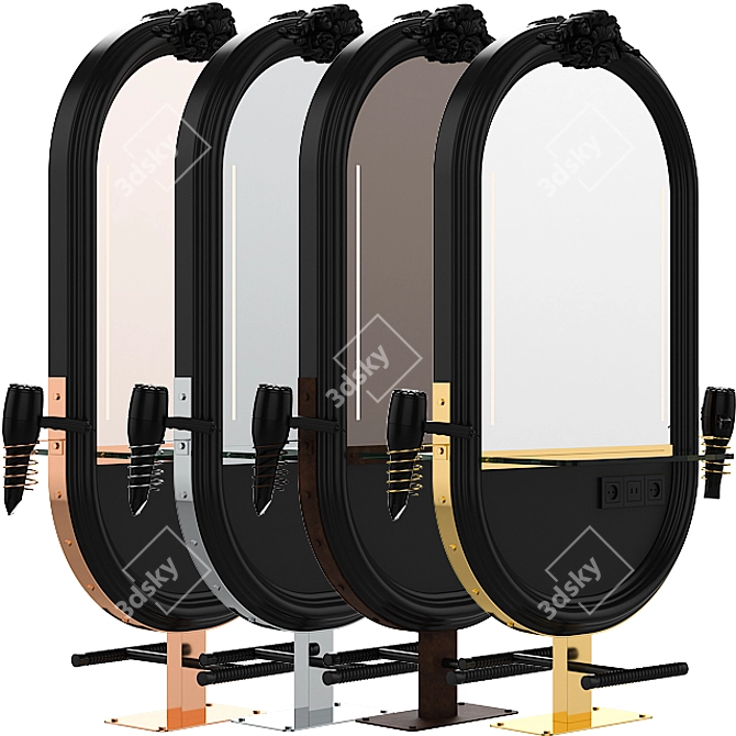Black Hairdresser Table Mirror 3D model image 7