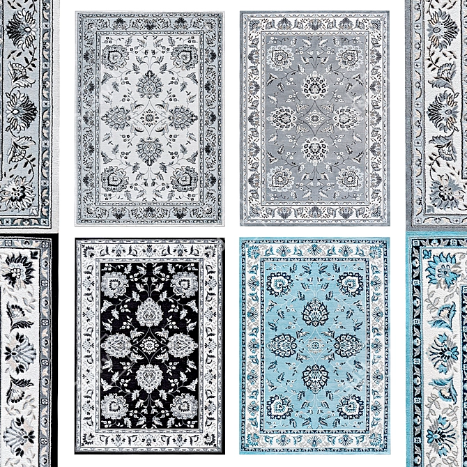 Vintage Blue Texture Rug Collection 3D model image 1