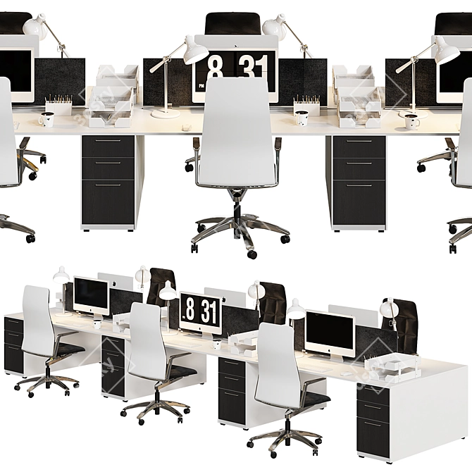 Sleek Office Set: High Detail & Optimized 3D model image 1