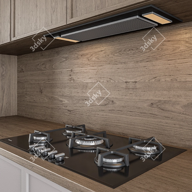 Modern Gray and Wood 45 Kitchen 3D model image 3