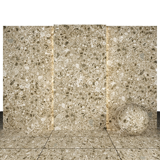 Beige Terrazzo Stone: Textured Slabs & Tiles 3D model image 1