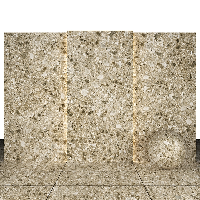 Beige Terrazzo Stone: Textured Slabs & Tiles 3D model image 2