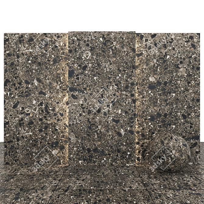 Sleek Terrazzo Black Stone Slabs 3D model image 1