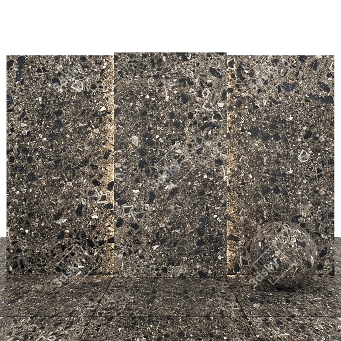 Sleek Terrazzo Black Stone Slabs 3D model image 2