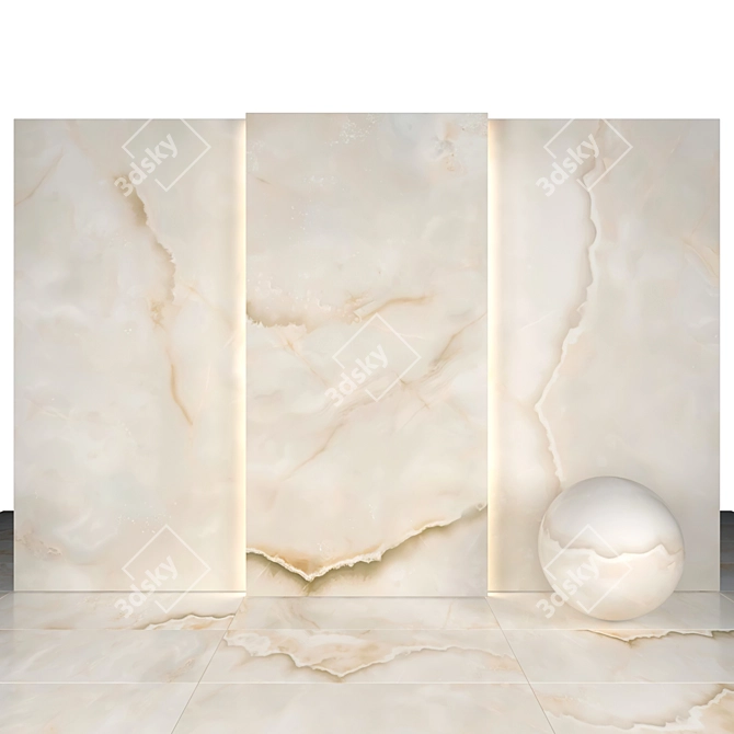 Elegant White Beige Marble Slabs 3D model image 2