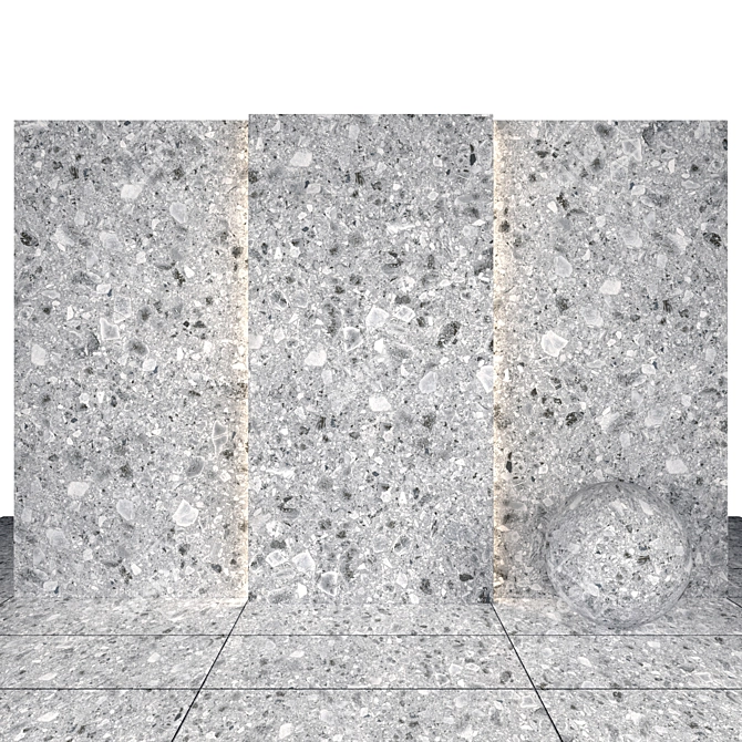 Elegant Terrazzo Light Stone Slabs 3D model image 2