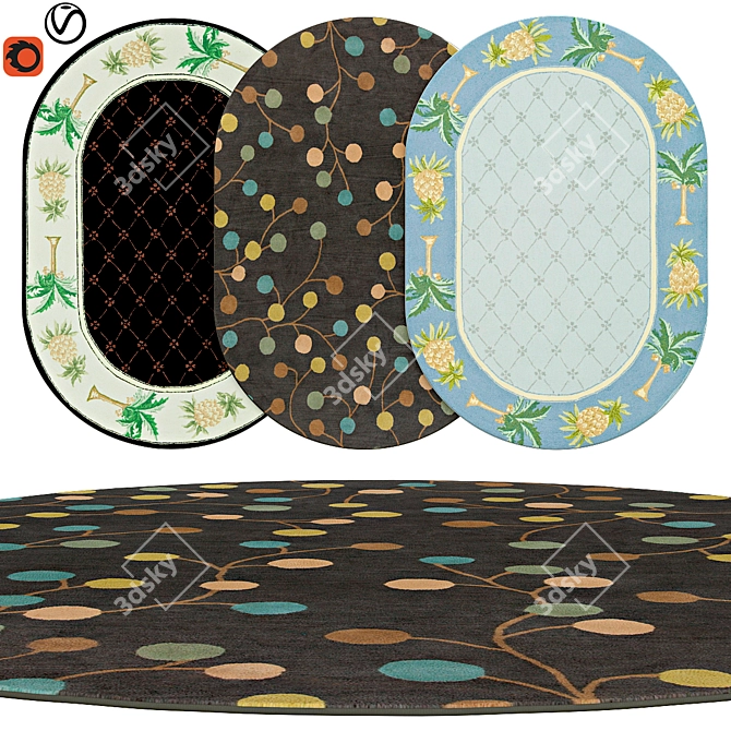 Elegant Oval Rugs | Versatile Living 3D model image 1