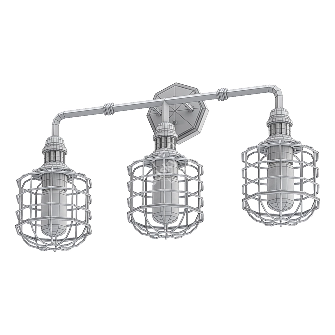 Modern Industrial Cage Vanity - Satin Nickel 3D model image 2