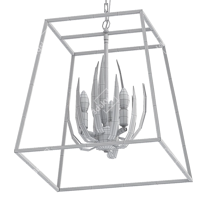 Elegant Lotus Cage Chandelier 3D model image 2