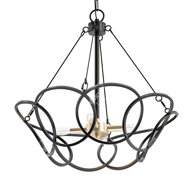 LNC Home Round Metal Chandelier 3D model image 1