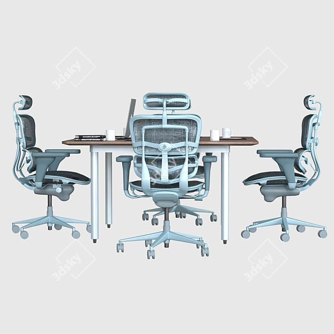 Sleek Conference Table Set 3D model image 5