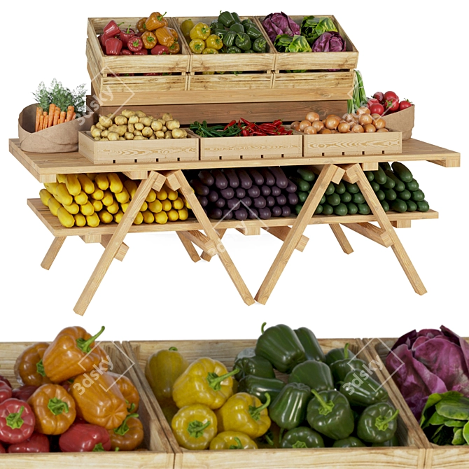 Fresh Harvest Vegetable Assortment 3D model image 1