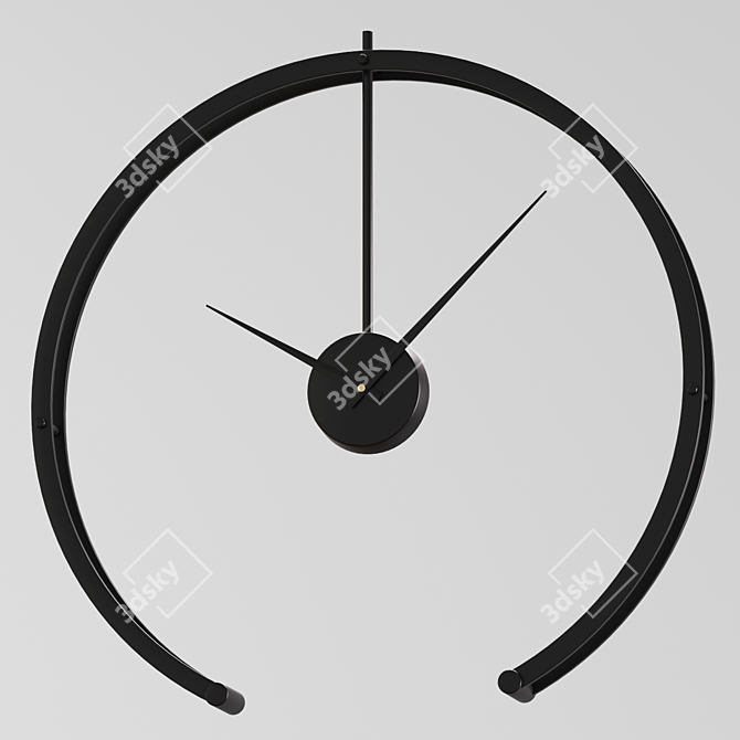 Sleek Metallic Wall Clock 3D model image 3