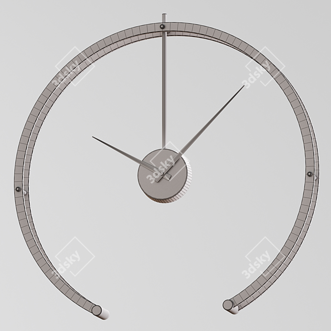 Sleek Metallic Wall Clock 3D model image 4