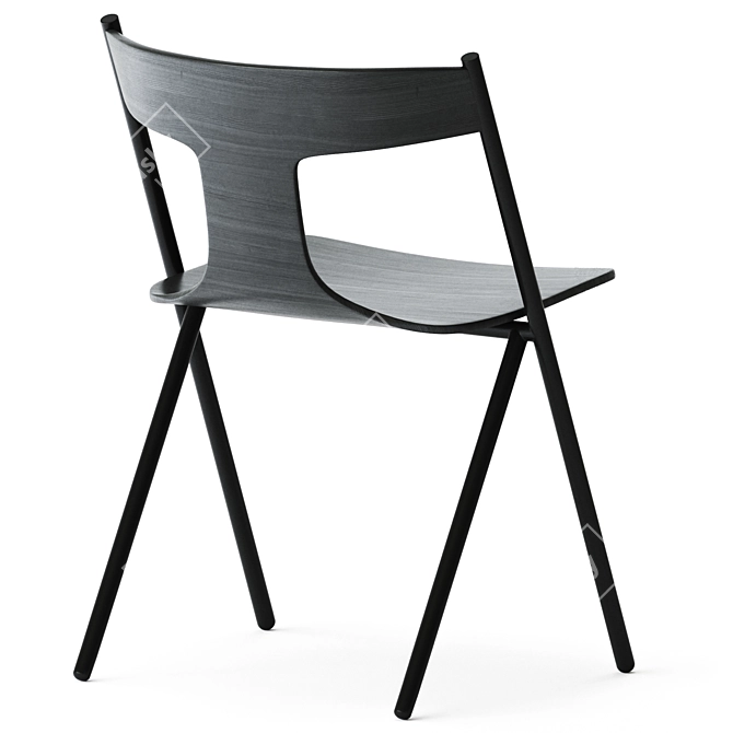 Modern Minimalist Wooden Chair 3D model image 2