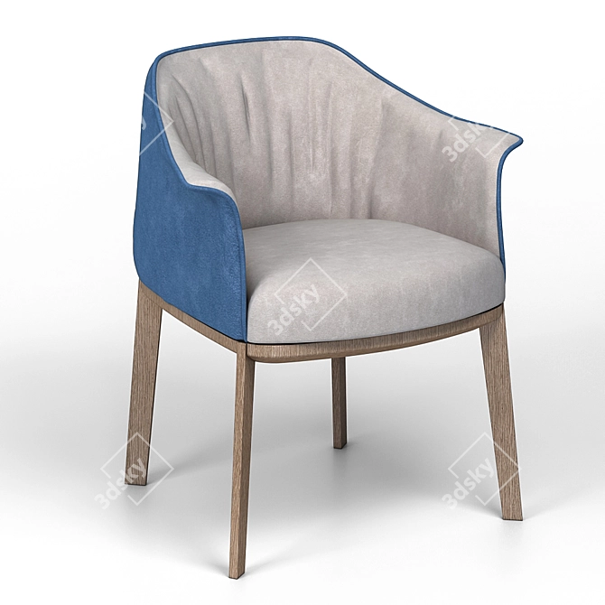 Elegant Fabric Wood Dining Chair 3D model image 2