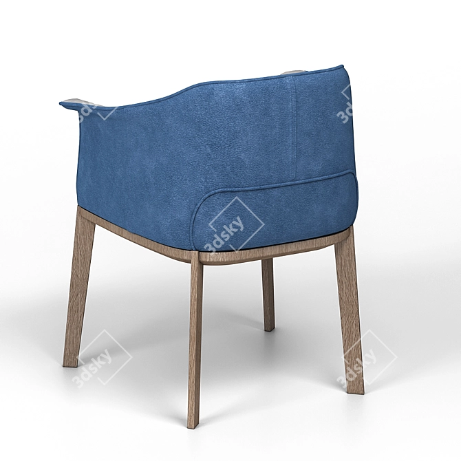 Elegant Fabric Wood Dining Chair 3D model image 3