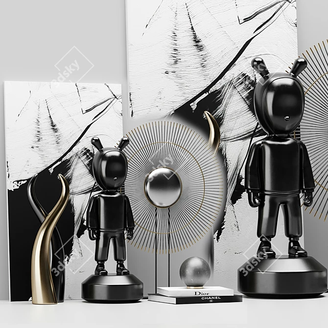 Elegant Black Decor Set - The Guest 3D model image 2