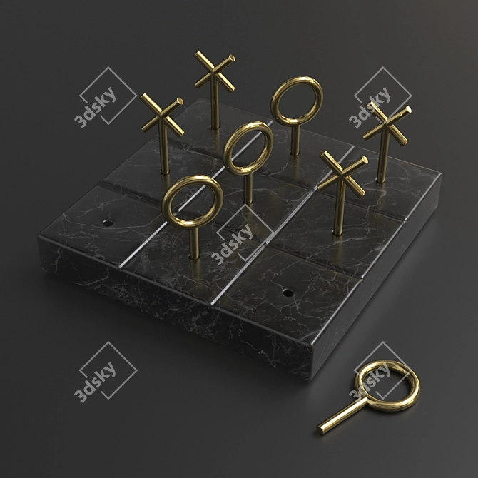 Marble & Brass Tic Tac Toe 3D model image 2