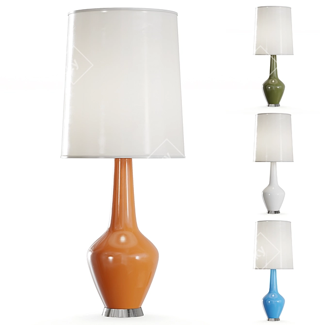 Milky Glass and Nickel Accented Capri Lamp 3D model image 3