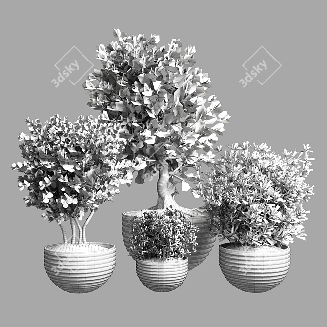 Vintage Concrete Outdoor Plant Vase 3D model image 4