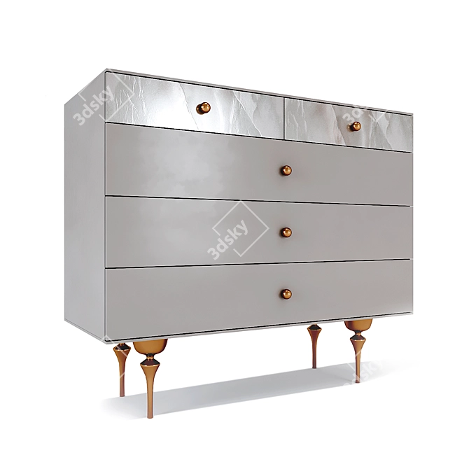 Elegant Rose Gold Chest 3D model image 2