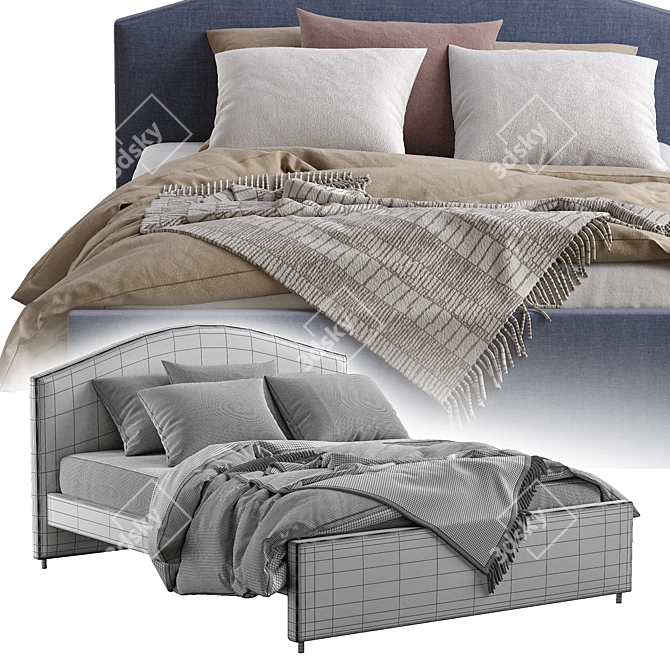 Hauga Bed: Stylish and Functional 3D model image 5