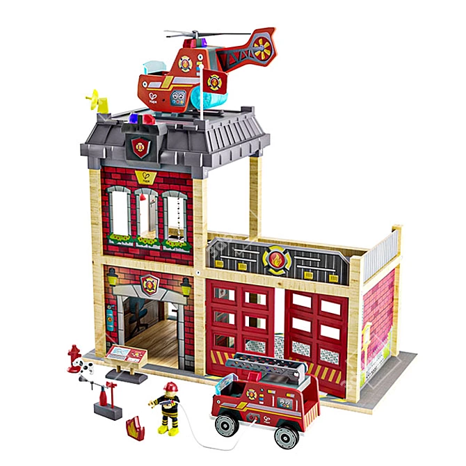 Hape Fire Station Playset - Complete Pretend Emergency Fun 3D model image 1