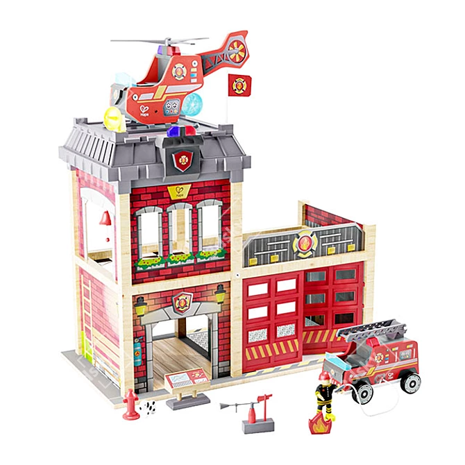 Hape Fire Station Playset - Complete Pretend Emergency Fun 3D model image 2