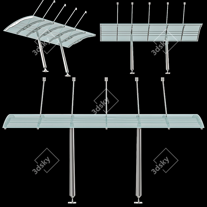 Sleek Glass Door Canopy 3D model image 2