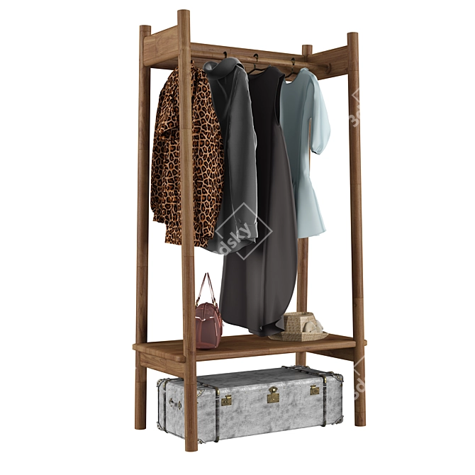 Kingham Open Wood Wardrobe 3D model image 2